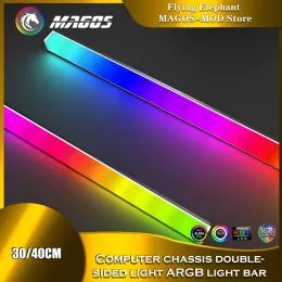 Refrigeração do chassi de streamer de tira RGB, atmosfera de poluição magnética 5V ou 12V m/b sincronização, 30cm ou 40cm para decorar PC decoram