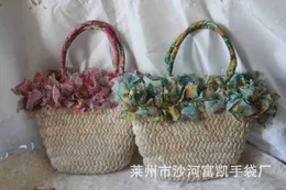 Totes Stuff Sacks Mais Schale Blumenwäsche gewebte Tasche tragbare Schulter modische Frauen Freizeit Urlaubsbeach H240410