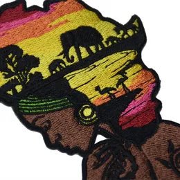 EXKLUSIVT MODER Afrika 100% broderade stora broderi-lapp Iron-On Applique Black History Month Dekorativa kläder