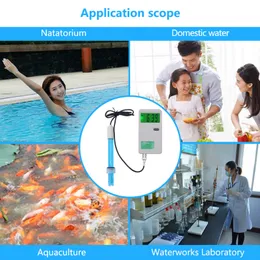 Yieryi tragbarer PH-3012 PH-Meter LCD-Anzeige Wasserqualitätstestermonitor für Aquariumpool-Biologie-Chemikalie mit Stecker