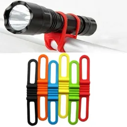 Ciclismo suporte de luz biciclo guidão silicone tira banda telefonia fixação de e elástica corda de corda bicheta tocha lanterna bandagens