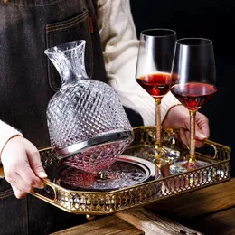 Creative 1500 ml Crystal Glass Top Spin Decanter Personlig avancerad spegel snidad rött vin tumlare roterande karaff för hemmet