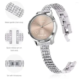 Watch Bands Women Diamond Stainless Steel Wrist Strap For Garmin Vivoactive 3 4 HR Metal Watchband Active Move Venu 2 Band 20/22mm