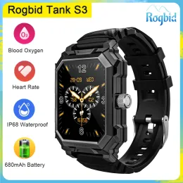 Uhren Rogbid Tank S3 Military Smart Watch Männer 1.96in HD -Bildschirm IP68 wasserdicht 680mAh Batterie Bluetooth Rufen Sie Outdoor Sports Smartwatch an