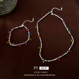 Broken Sier Rice Beads Colorful Water Droplets South Korea Sweet Fashionable Design Sense Bracelet Simple and Unique Versatile Handicraft for Women