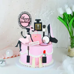 INS NOVA maquiagem de maquiagem Cupcake Topper Sexy High Heels de perfume Bolo de casamento Topper Topper Gilrs Birthday Party Cake Decorações