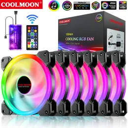 Kylkylmåne 120mm RGB Kylfläkt Mute PC Computer Case Gamer Cabinet Cooler With IR Fjärrkontroll Kylskåp Radiator Ventilador Aura Sync