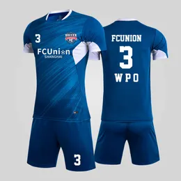 Jersey de futebol dos conjuntos de futebol/tracksuits de futebol definido com mangas curtas para crianças de treinamento de treinamento esportivo para crianças, uniforme de jersey pode ser impresso com letras