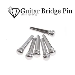 6pcs Chrome Acoustic Gitarre Brass Bridge Pins String Nagelstifte / Endstifte Brückenstifte