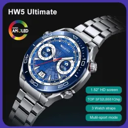 시계 New Smart Watch Luxury Men HW5 Ultimate 3 WatchBands 1.52 인치 AMOLED 화면 Bluetooth Call NFC 음악 스마트 워치 Huawei