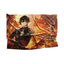 Genshin Impact Cobertors de sofá -de -estofos macios Cobertores de cama Gamers Credens cobertores de anime Cobertor de flanela Clanta personalizada