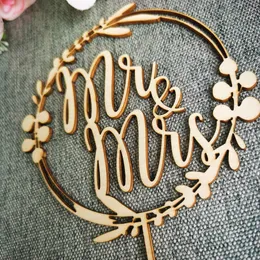 Mrmrs in legno Mrmrs Topper Acylic Widding Cake Topper Mirror Rose Silver Gold Cake Decorations Forniture Regali di fidanzamento