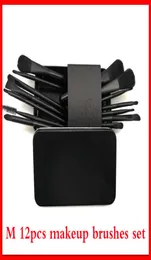 Макияж щетки M 12pcs Makeup Brush Designer черные тени для век фундамент пудры румянец для губ инструментов 12pcsset 3types8790581