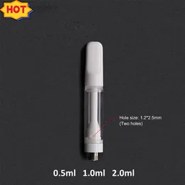 White Empty Atomizer Packed in Foam 510 Thread Vape Cartridges Full Ceramic Glass 0.5ml 1.0ml 2.0ml Carts Clear 510 Thread Screw Empty Carts ship to us europe