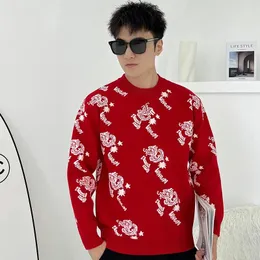 Men's Sweaters Young Man China Dargon Patterns Jumpers 2024 Celebrating Year Cartoon Sweater Youth Christmas Knit Clothes Pullover