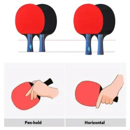 Training Table Tennis Racket Set Student Ping Pong Paddle 2 Ping Pong Paddles and 3 PingPong Balls Storage Bag Short Long Handle