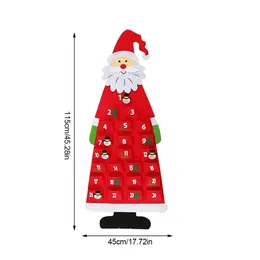 Calendario dell'avvento di Natale in sentito con tasche muro sospeso Babbo Natale calendario dell'avvento 24 giorni Calendario del conto alla rovescia per decorazioni per la casa