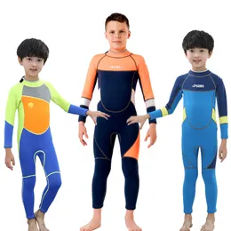 男の子のためのキッズウェットスーツ2〜14歳のワンピース長袖ウォームダイビングスーツ