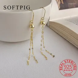 Dangle Earrings SoftPig Real 925 Sterling Silver Bead Chain Long Tassel Drop for Pretty Women Engagemen