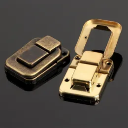 4Pcs Antique Bronze/Gold 47x33mm Decorative Toggle Clip Hasp Latch Buckle Padlock for Small Jewelry Wooden Box Case with Screws