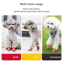 4PCS/Set Anti-Slip Rain Boots Obuwie Gruby ciepło dla małych kotów Puppy Chihuahua Dogs Socki Butie Zimowe buty dla psów dla psów