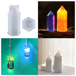 Grande cone hexagonal de velas perfumadas Silicone molde Diy Crystal Epoxy Mold Pingente Jóias de Jóias de Cubo de Cubo de Cubo Home Decoração