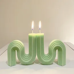 Kerzenform handgefertigtes DIY Silikon Baustein S-förmiger Treppe 3D Geometrische Seifenbehälter Aromatherapie Gips Silikon