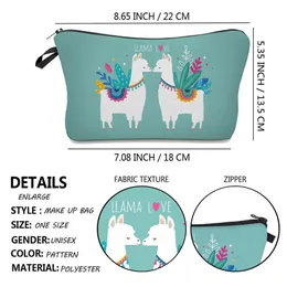 Wärmeübertragung Make -up -Tasche Schöne Alpaka -Druckkosmetikbeutel kleiner Toilettenbeutel für Damen und Mädchen Geschenke Hochwertige Bleistiftkoffer