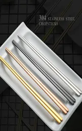 Titanium Chinesische Essstäbchen Silber Hashi Black 304 Edelstahl Sushi Mirror Polish wiederverwendbares Food Metal Chop Sticks7518878