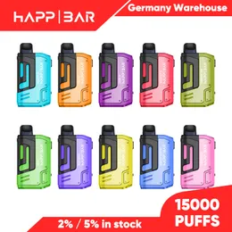 Happ vaper desechable eu lager vape 15000 15k Disposable E Cigarettes 30W max adjustable power battery Eliquid display mesh coil 2% 5% Germany warehouse shipping