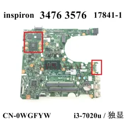 Moderkort WGFYW för Dell Inspiron 15 3476 3576 Laptop Motherboard 178411 WX2RR med i3 CPU CN0WGFYW 2160890010 DDR4