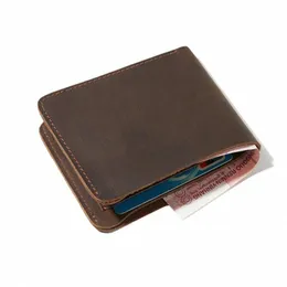 100% pełna krowa oryginalna skórzana portfel mężczyźni prosty design ręcznie robiony horyztal mały bifold torebki dla mężczyzn x5bz#