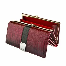 HH Luxury Genuine Leather Womens Womens Patent Alligator Bag Design Feminino Embreagem LG LG Multifuntial Card Card Pesses H9KK#