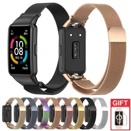 حزام حلقة Milan Milan Magnetic لـ Huawei Band 6 سوار بديل للمعصم الذكي لـ Huawei Honor Band 6 Metal Wrist Strap