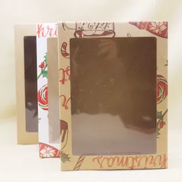 Pencere kutusu 10pcs 22x16x6cm büyük boyutlu diy Noel hediyeleri kağıt paketleme kutusu Kraft /Beyaz Renk Şeker Faovrs Paket Kutusu