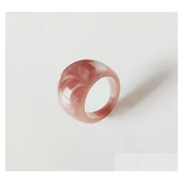Pierścienie zespołu geometria nieregularna okrągła akrylowa żywica kolorów przezroczystą kobiety mężczyźni impreza biżuteria 9 kolorów kropla pierścień dostawa dhrml