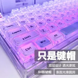 Tillbehör endast 84 nycklar Crystal Transparenta KeyCaps för MX Switch Mechanical Gaming Keyboard CBSA Profile Blank Backbellitt KeyCap Diy Custom