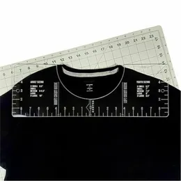 1/4pcs de camiseta régua de alinhamento de centralização guia de colocação de ferramentas de colocação de acrílico régua de costura acrílica