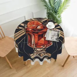 Table Cloth Boulevardier Cocktail In Art Deco Tablecloth 60in Diameter 152cm Wrinkle Resistant Home Decor Festive