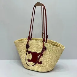 Beach Tatil Beach Straw Bag Kadın İlkbahar/Yaz 2024 Yeni Büyük Kapasiteli Joker Sepeti Tek Omuz Tote Çanta