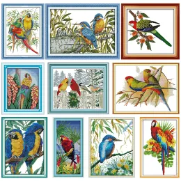 Parrot Cross Stitch Embroidery Kit Decor DeedleWork Stamped Thread Gift DMC 11CT 14CTプリントカウントファブリックハンドメイドクラフトセット