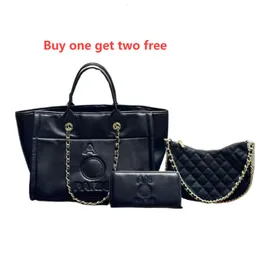 Luxus -Designer -Einkaufstasche Cabas Ete Beach Bag Umhängetasche Brieftasche dreiteils Set großer Kapazität CC -Taschen Kette Einkaufstaschen Modehandtasche