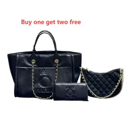 Luxury Designer Tote Bag Cabas Ete Beach Bag Shoulder Bag Wallet Three Piece Set Large Capacity Cc Bags Chain Tote Shopping Bags Fashion Handbag