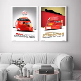 F1 Racing Print Poster Moderner berühmter Rennfahrer Helm Leinwand Malerei Wandkunst Bilder Schlafzimmer Club Bar Dekor Dekor Dekor