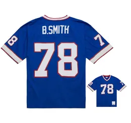 Zszyte koszulki piłkarskie 78 Bruce Smith 1990 Mesh Legacy emerytowane retro klasyki koszulki menu kobiety młodzież S-6xl Blue