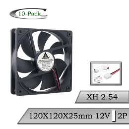 Resfriamento 10pcs gdstime silencioso 120x120x25mm 120mm ventilador de resfriamento dc 12v 2 pino 12025 12cm PC Caso de resfriamento do computador Filador de resfriador