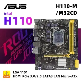 Placas -mãe LGA 1151 ASUS H110M/M32CD Kit da placa -mãe DDR3 Intel H110 Suporte de chipset Core i3 i5 i7 Processador 16 GB RAM MATX