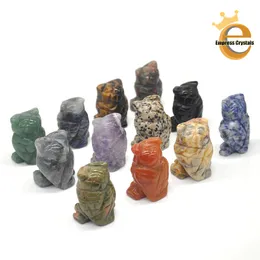 1.5 "Doğal Kristal İyileştirici Baykuş Taş Oyma Hayvan Süsleri Rose Kuvars Jade Jasper El Sanatları El Yapımı Heykelcik Ev Dekorasyonu