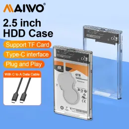 エンクロージャーMaiwo HDDケース2.5 "ハードドライブエンクロージャーUSBタイプC SATA 5GBPS SSD HDD 9.5 7mm外付けハードドライブディスクケースサポートTF UASP