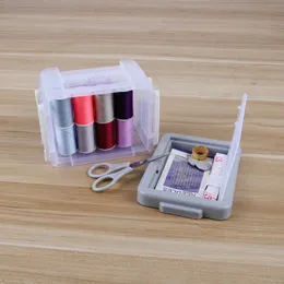 Recipiente de armazenamento de kits de caixa de costura viajando acolchoado costura bordando kits de costura artesanal de agulha com casos presentes para mamãe